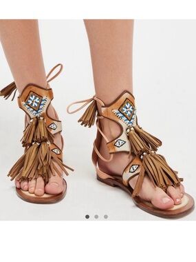 Free People x Meher Kakalia Clio Tassel Gladiator Sandals